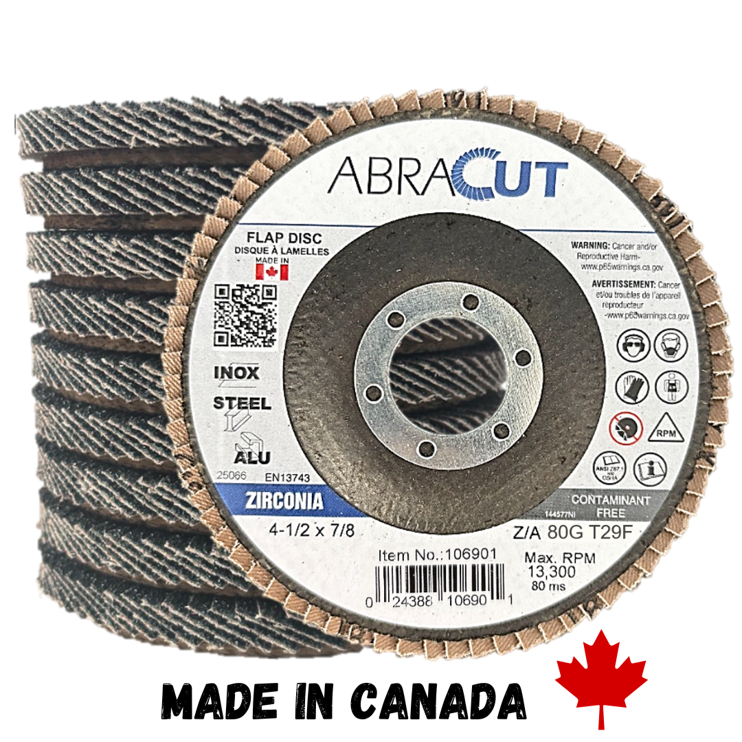 Zirconia Flap Disc 4 1/2" X 7/8" Made in Canada
