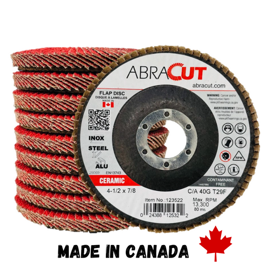 Ceramic Flap Disc 4 1/2" X 7/8" Made in Canada
