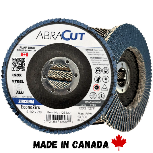 EconoZirc ABRACUT Zirconia Flap disc 4-1/2 x 7/8, Made in Canada