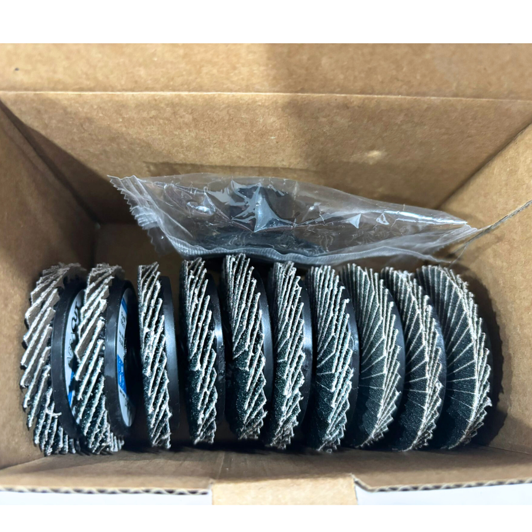 Canadian-Made ABRACUT Zirconia Mini Flap Discs 2" Type R, 10-Pack Mixed Grits 40/60/80/120 Grit, Made in Canada with Holder 1/4" for die Grinder